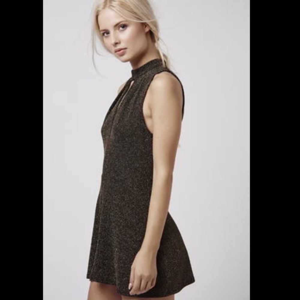 Topshop Black and Gold Keyhole Romper
